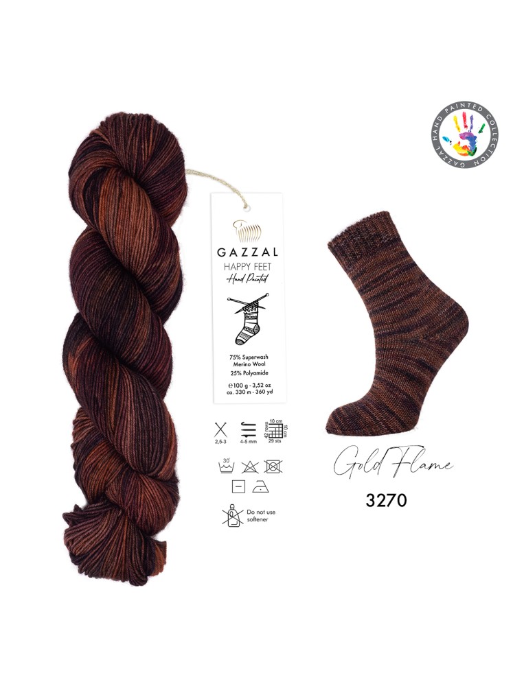Пряжа Happy Feet Gazzal 3270 Золотое пламя
