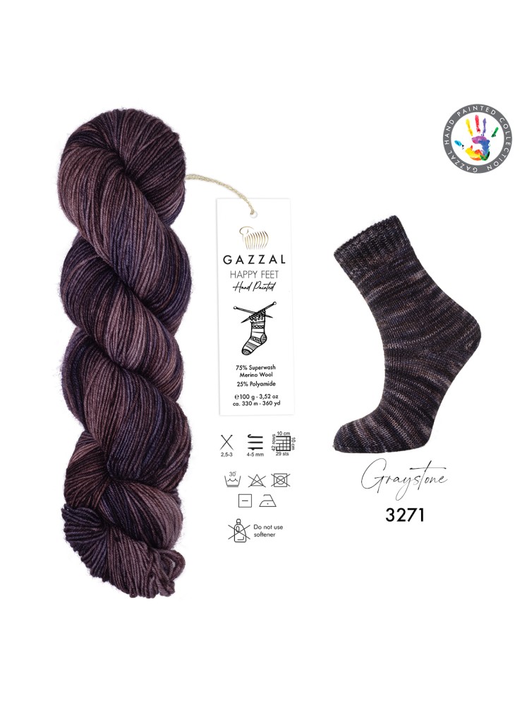 Пряжа Happy Feet Gazzal 3271 Серый камень
