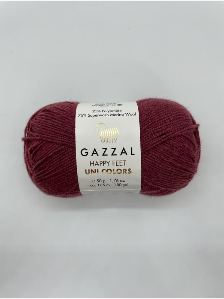 Пряжа Happy Feet Uni Colors Gazzal 3568 Винный