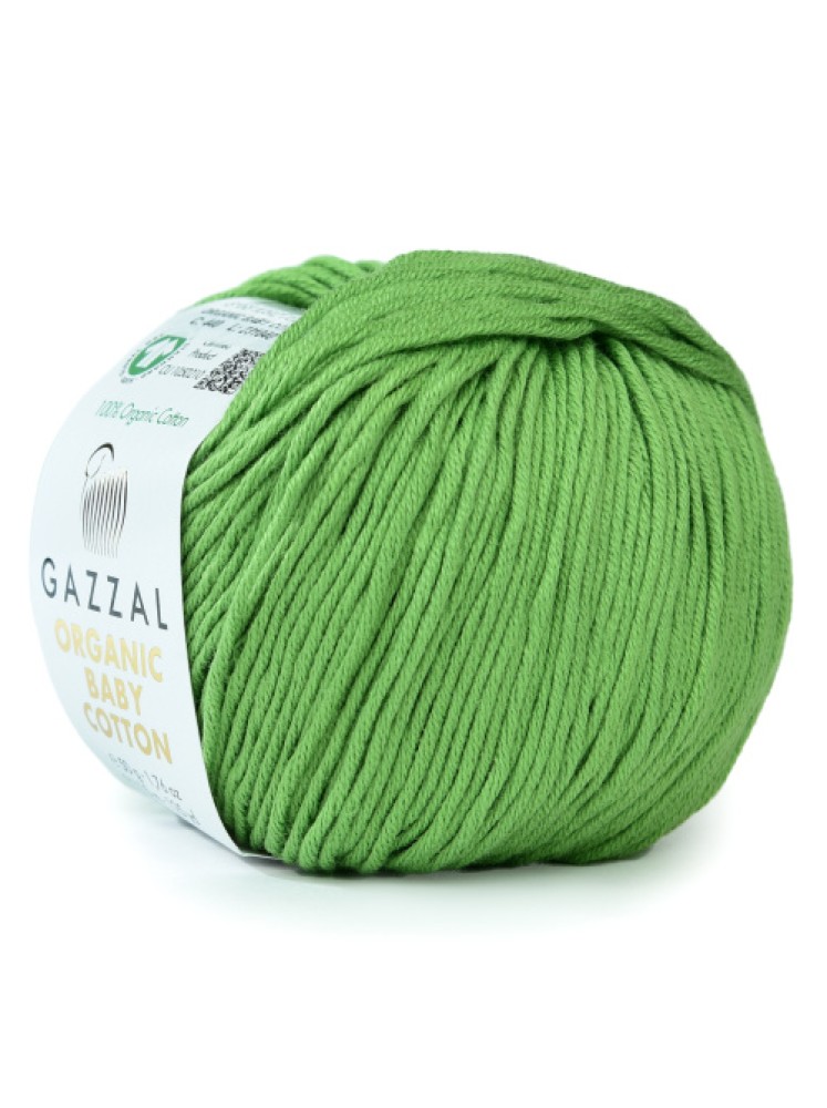 Пряжа Organic Baby Cotton Gazzal 440 Молодая трава
